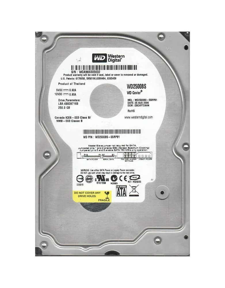 WD2500BS - WD 250GB 7200RPM SATA 1.5Gb/s 3.5-in HDD