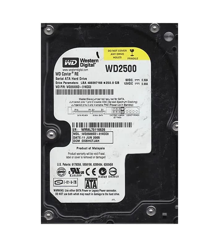 WD2500SD - WD 250GB 7200RPM SATA 1.5Gb/s 3.5-in HDD