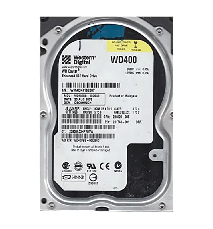 WD400BB - WD Caviar 40GB 7200RPM EIDE 2MB Cache (512) 3.5" Hard Drive