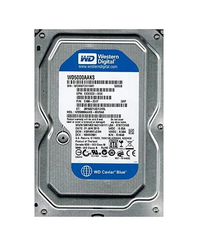 WD5000AAKS - WD 500GB 7200RPM 3.5-In SATA 3Gb/s HDD