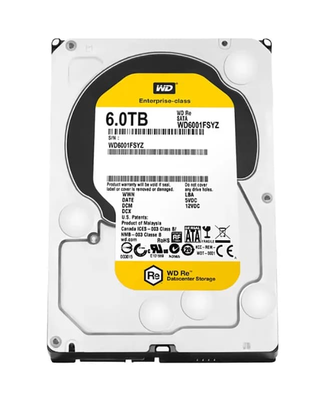 WD6001FSYZ - Western Digital 6TB 7200RPM SATA 6Gb/s 3.5-in Hard Drive