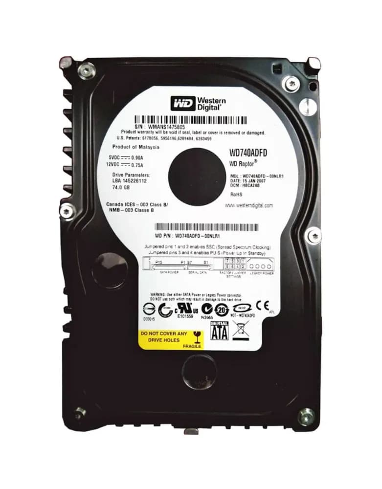 WD740ADFD - WD 74GB 10000RPM SATA 1.5Gb/s 3.5-in HDD