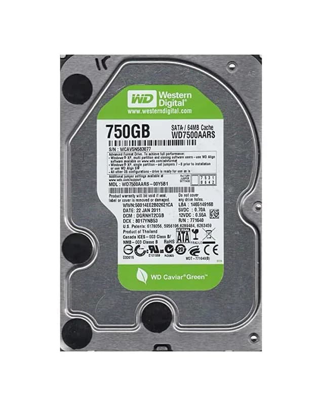 WD7500AARS - WD 750GB 5400RPM SATA 3Gb/s 3.5-in HDD