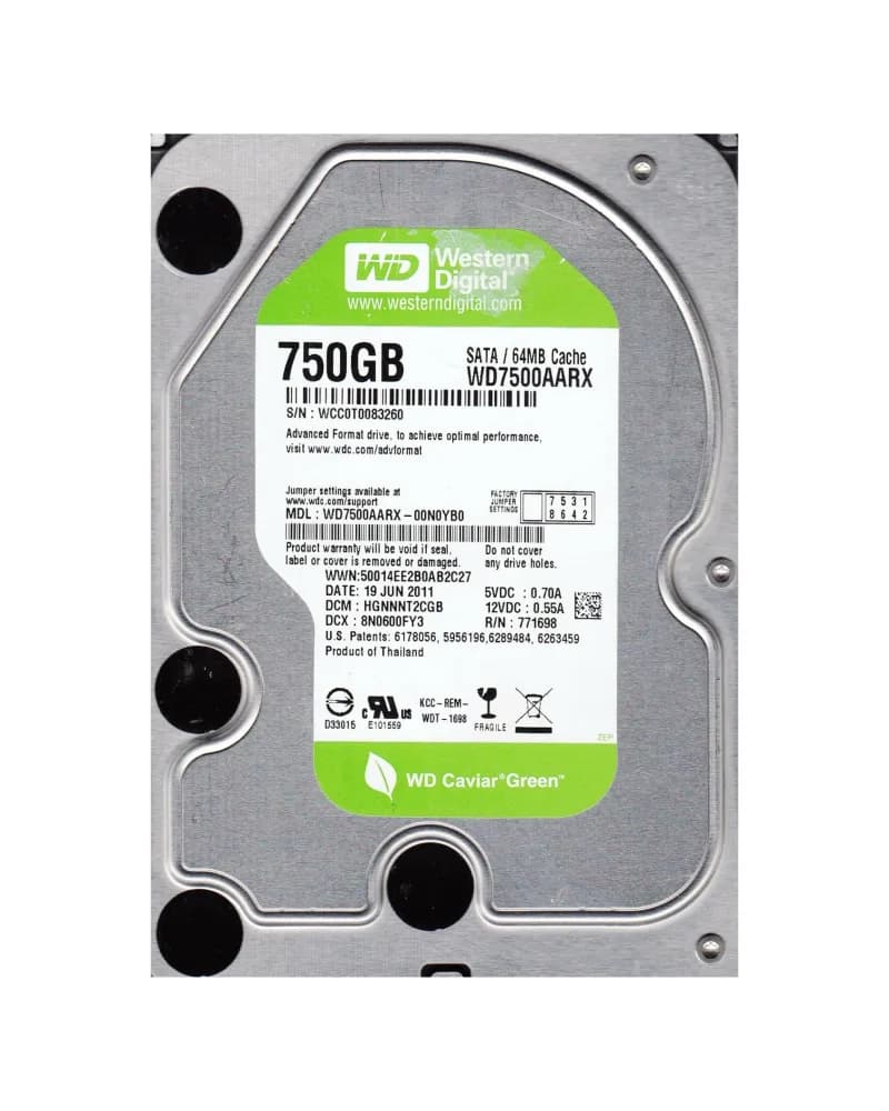 WD7500AARX - WD 750GB 5400RPM SATA 6Gb/s 3.5-in HDD