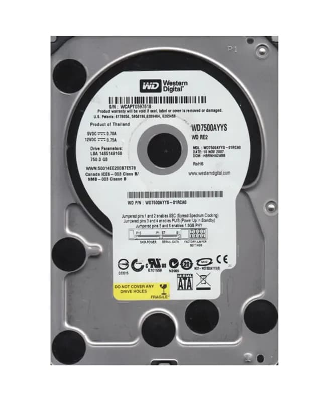 WD7500AYYS - WD 750GB 7200RPM SATA 3Gb/s 3.5-in HDD