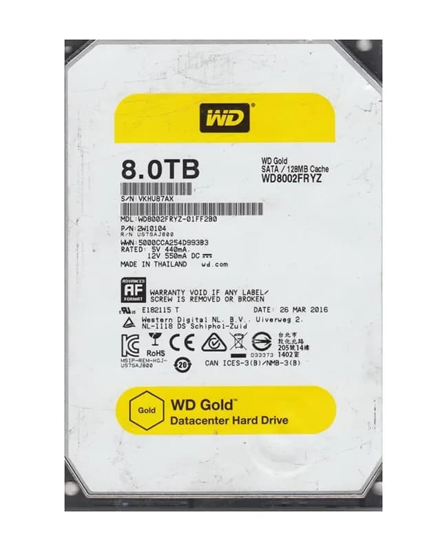 WD8002FRYZ - Western Digital 8TB 7200RPM SATA 6Gb/s 3.5-in Hard Drive