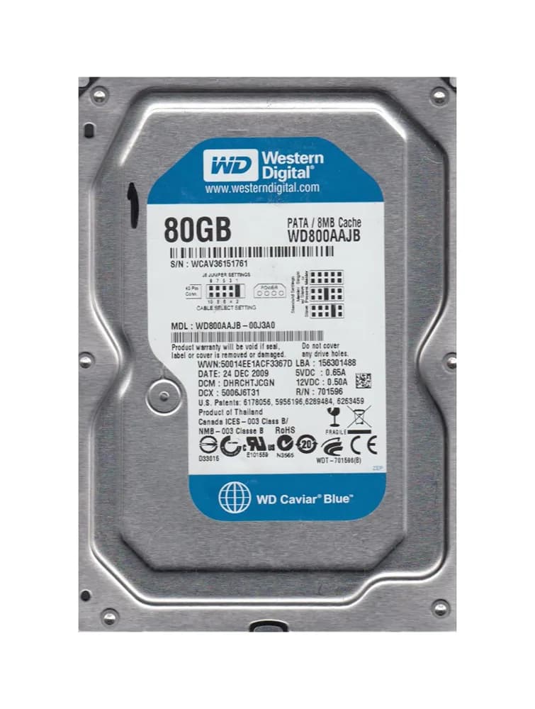 WD800AAJB - WD Caviar Blue 80GB 7200RPM PATA (RoHS) 3.5" Hard Drive