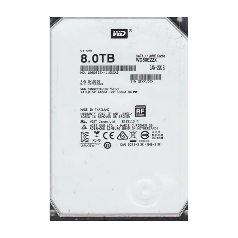 WD80EZZX - Western Digital 8TB 5400RPM SATA 6Gb/s 3.5-in Hard Drive