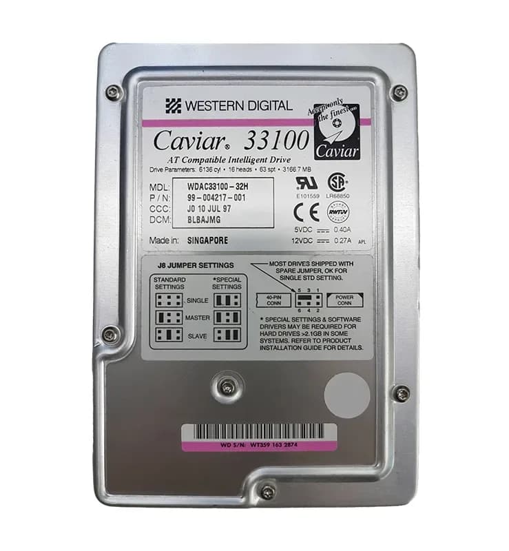 WDAC33100 - WD Caviar 3.1GB 5200RPM EIDE 128KB Cache 3.5" Hard Drive