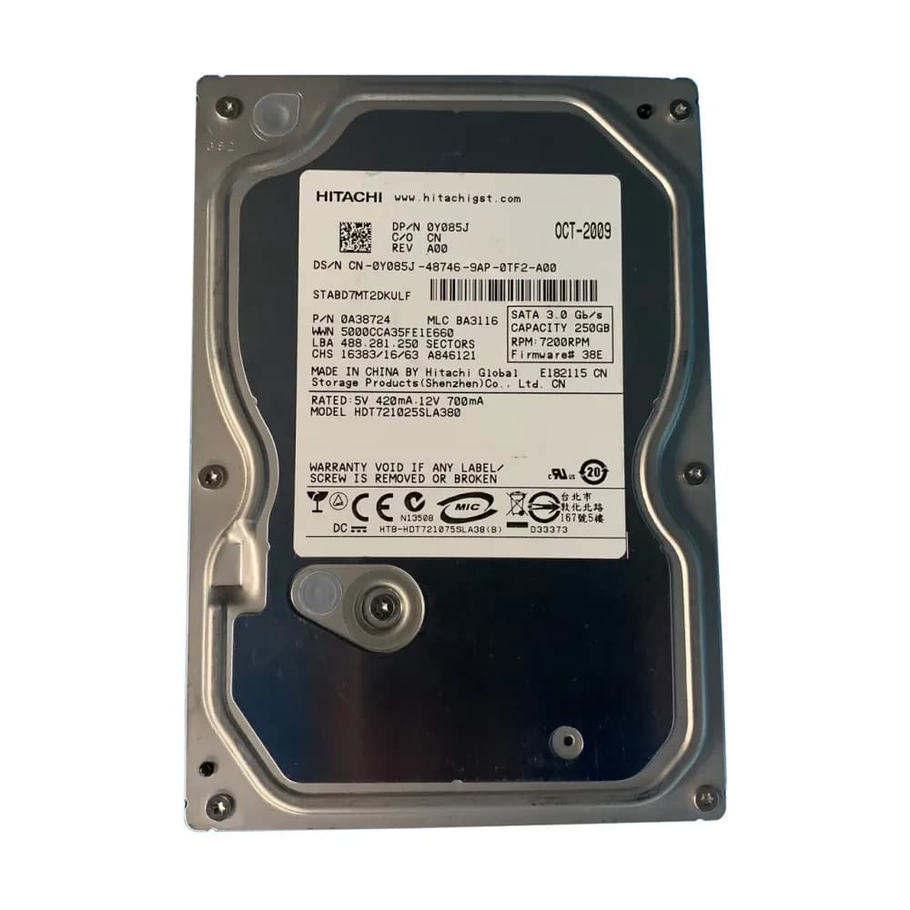 Y085J - Dell 250GB 7200RPM SATA 3Gb/s 3.5-in Hard Drive