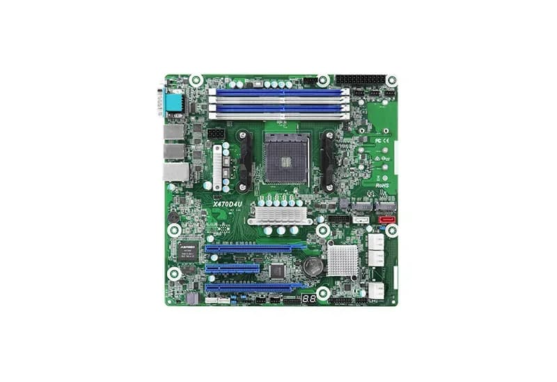 X470D4U - ASRock Socket AM4 PGA1331 AMD Promontory X470 Chipset Micro-ATX System Board (Motherboard) Supports Ryzen PRO 3000/2000 Series DDR4 4x DIMM