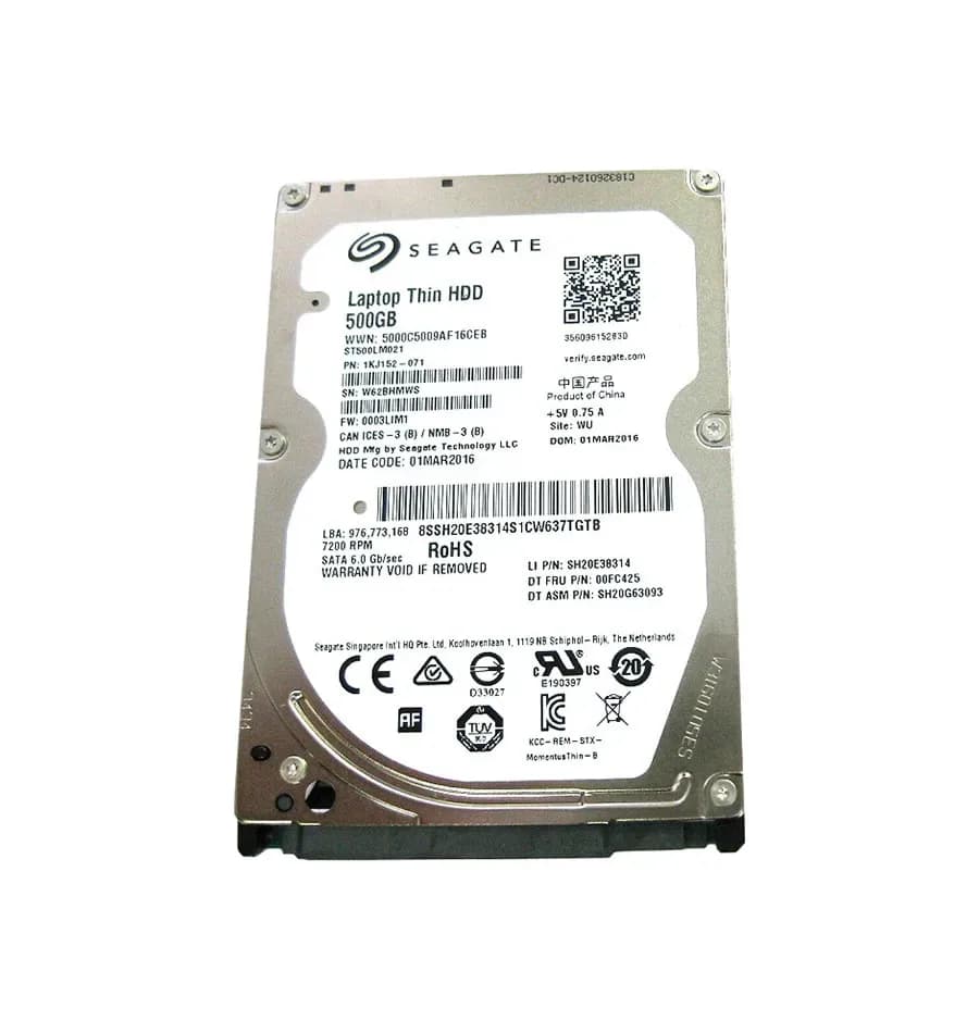 00FC425 - Lenovo 500GB 7200RPM SATA 6Gb/s 2.5-in Hard Drive