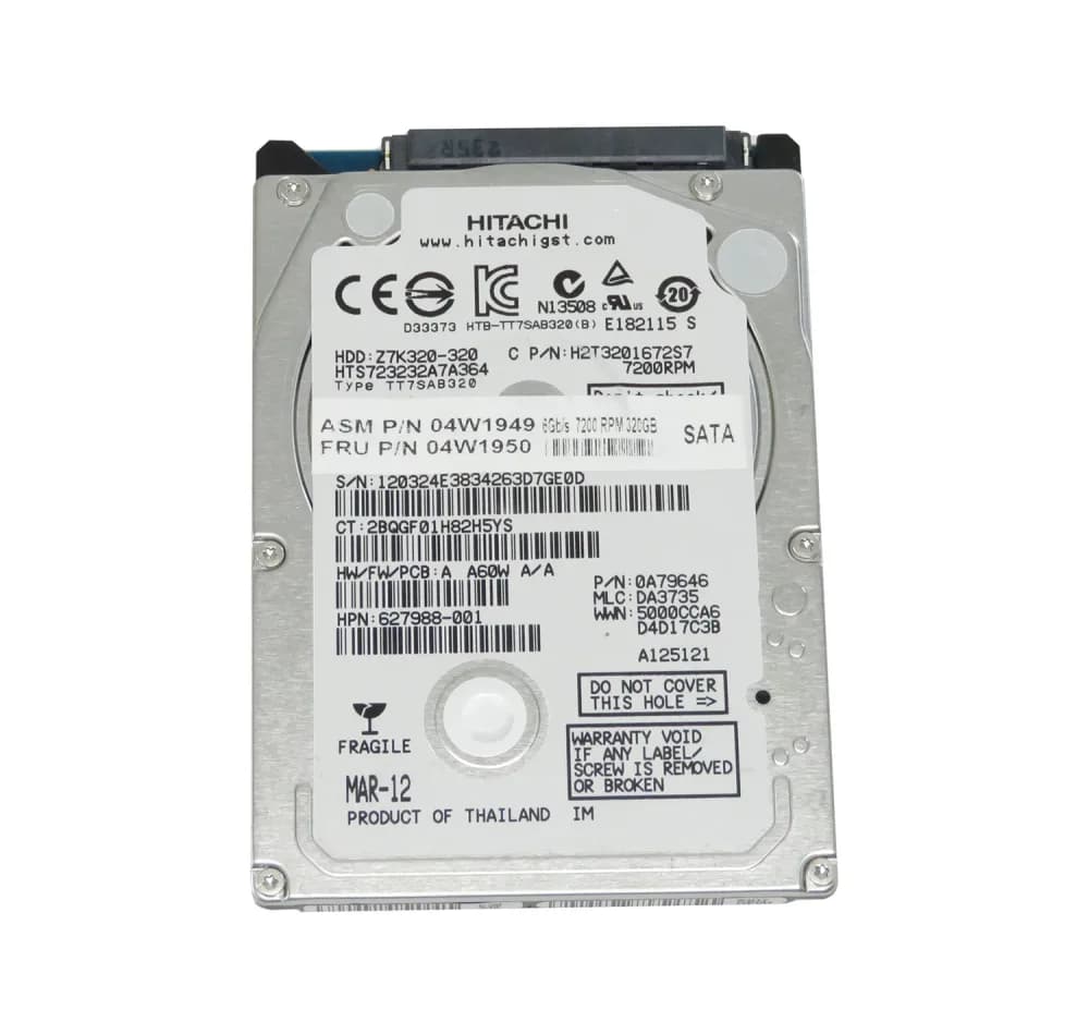 04W1950 - Lenovo 320GB 7200RPM SATA 3Gb/s 2.5-in Hard Drive