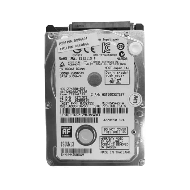 04X0544 - Lenovo 500GB 7200RPM SATA 6Gb/s 2.5-in Hard Drive
