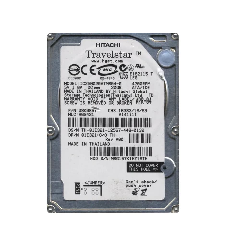 08K0851 - Hitachi 20GB 4200RPM IDE/ATA 2.5-inch 2MB Hard Drive