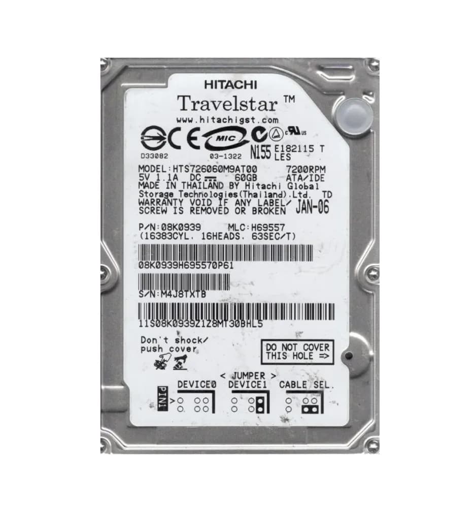 08K0939 - Hitachi 60GB 7200RPM ATA/100 2.5-inch Hard Drive