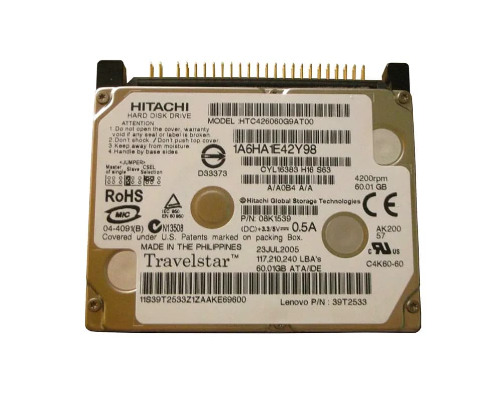 08K1539 - Hitachi 60GB 4200RPM ATA/100 1.8-inch Hard Drive