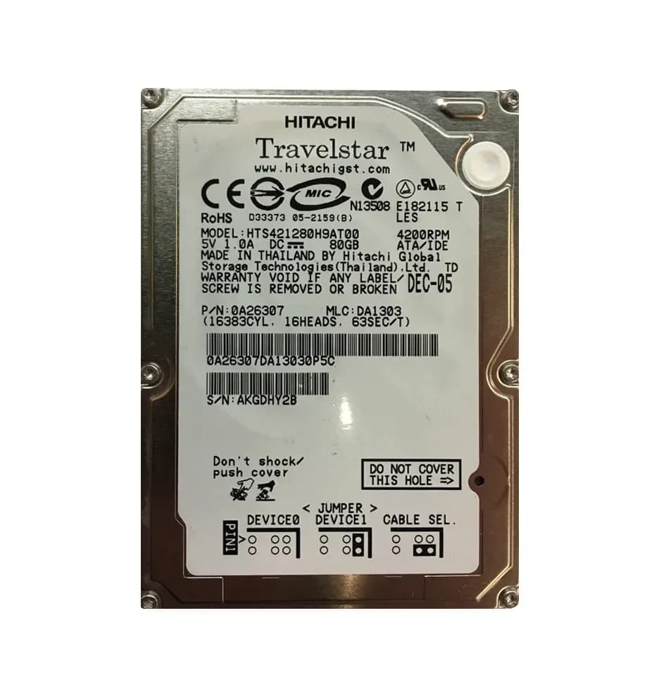0A26307 - Hitachi Travelstar 4K120 80GB 4200RPM Ultra ATA/100 2.5" HDD