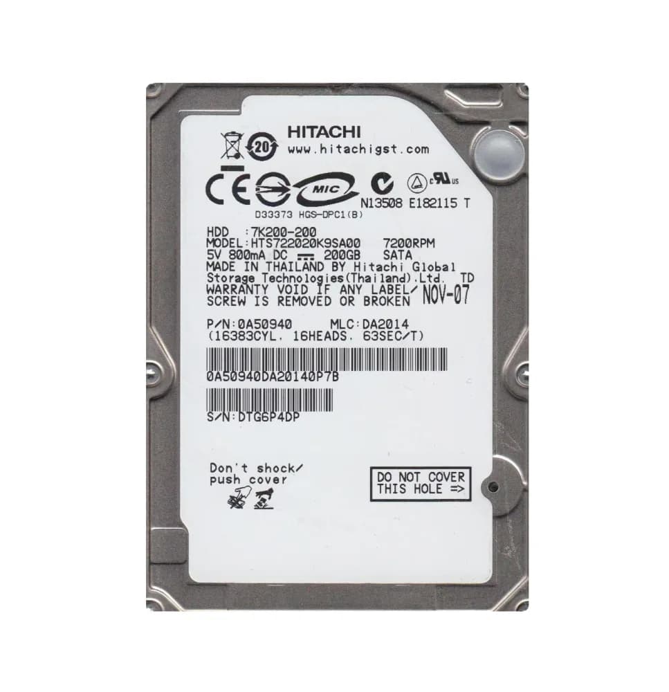 0A50940 - Hitachi 200RPMGB 7200RPM 2.5-In SATA 1.5Gb/s Hard Drive