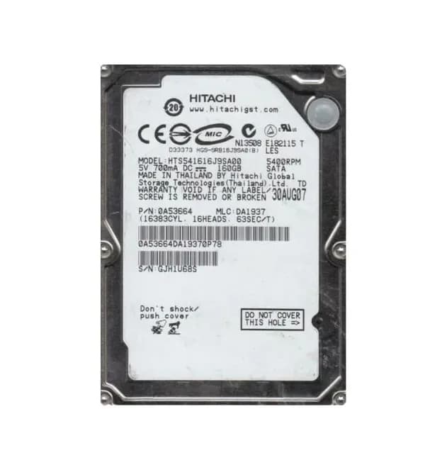 0A53664 - Hitachi Travelstar 5K160 120GB SATA 1.5Gb/s 7-Pin 2.5" HDD