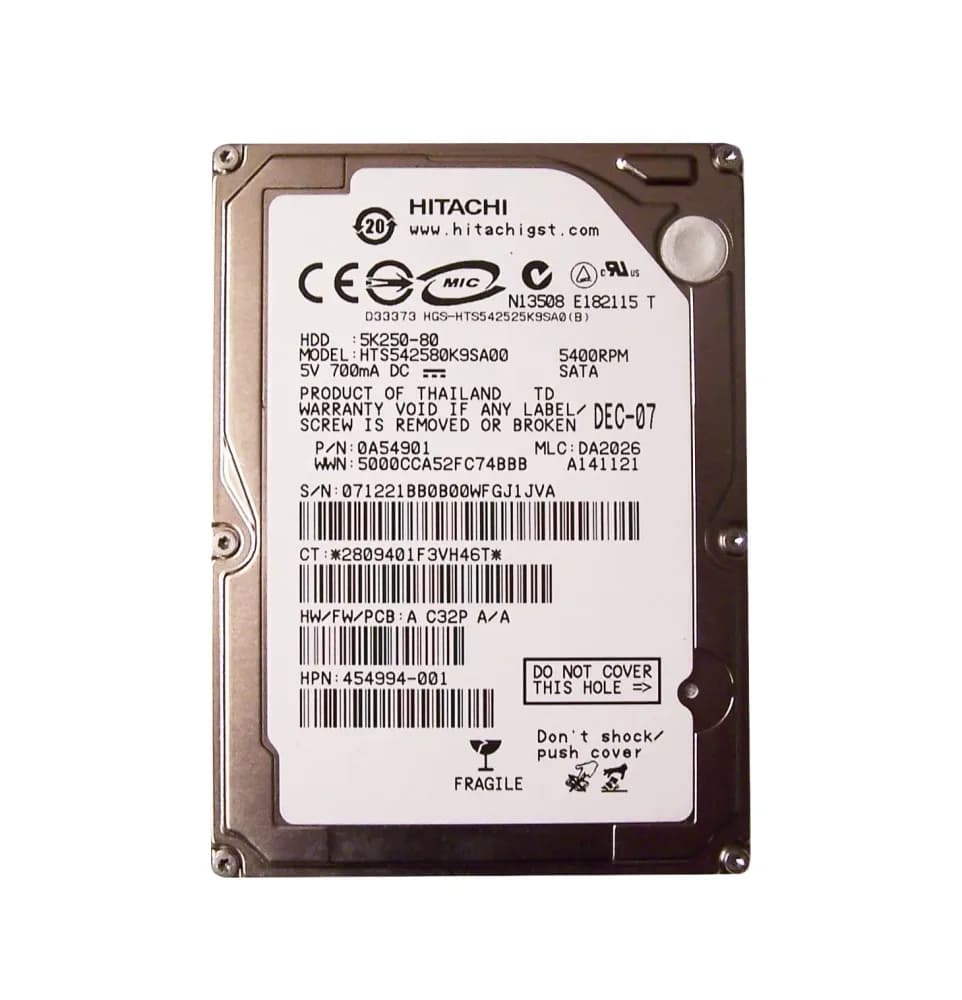 0A54901 - Hitachi 80GB 5400RPM SATA 1.5Gb/s 2.5-in Hard Drive