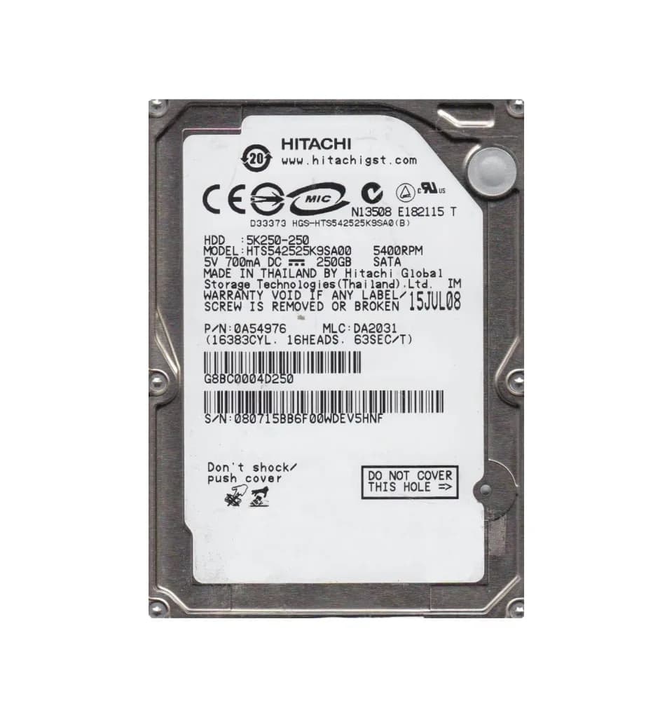 0A54976 - Hitachi 250GB 5400RPM SATA 1.5Gb/s 2.5-in Hard Drive