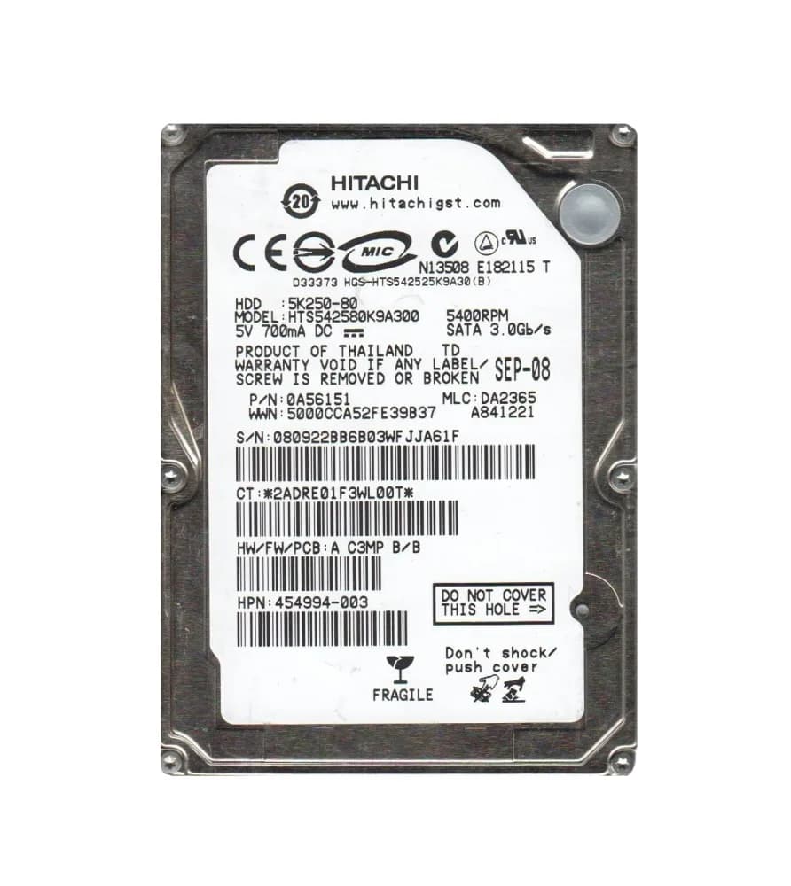 0A56151 - Hitachi 80GB 5400RPM SATA 3Gb/s 2.5-in Hard Drive