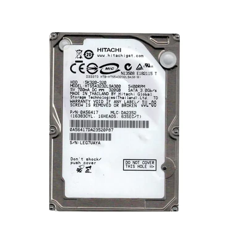 0A56417 - Hitachi 320GB 5400RPM SATA 3Gb/s 2.5-in Hard Drive