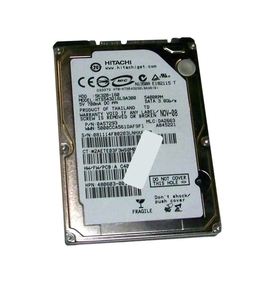 0A57293 - Hitachi Travelstar 5K320 160GB SATA 3Gb/s (512) 2.5" HDD