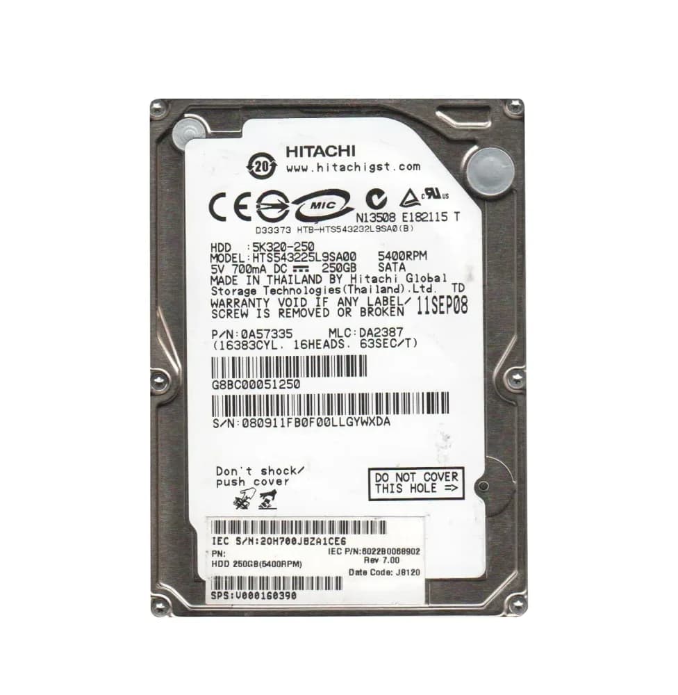 0A57335 - Hitachi 250GB 5400RPM SATA 1.5Gb/s 2.5-in Hard Drive
