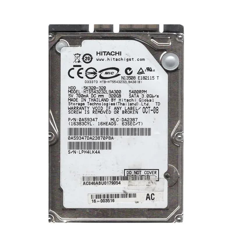 0A59347 - Hitachi 320GB 5400RPM SATA 3Gb/s 2.5-in Hard Drive