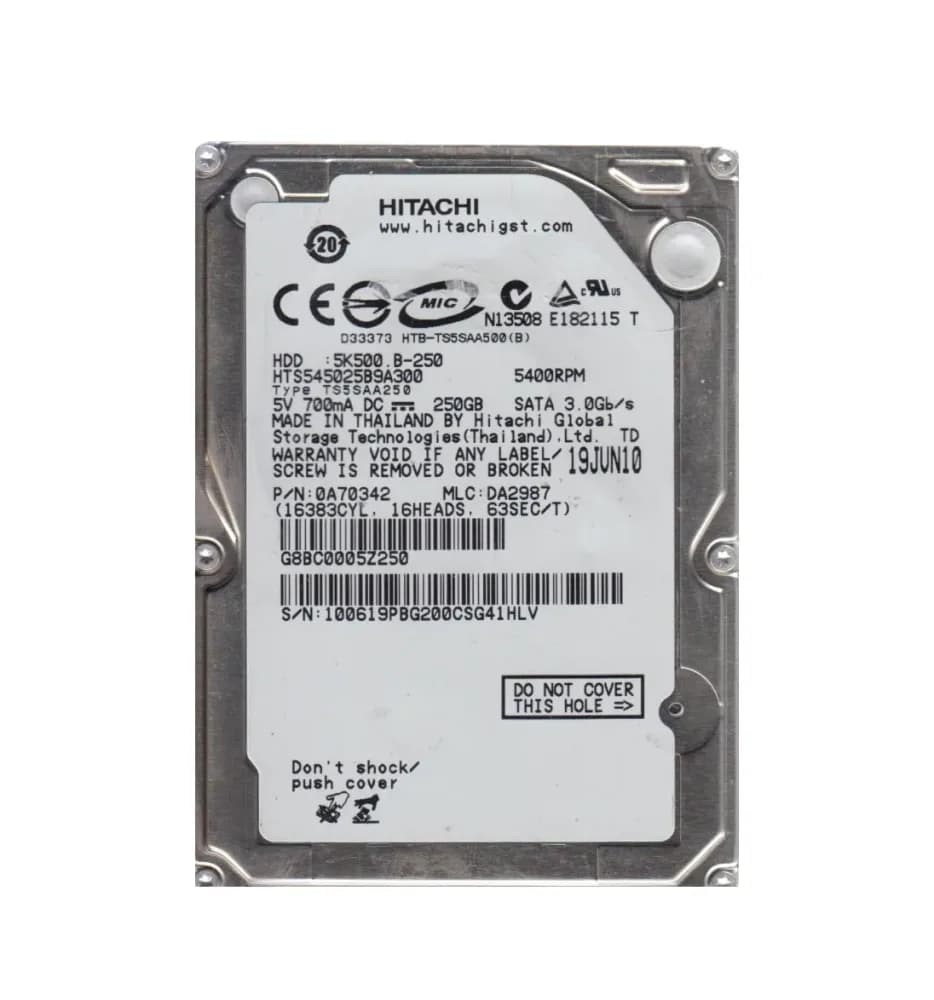 0A70342 - Hitachi 250GB 5400RPM SATA 3Gb/s 2.5-in Hard Drive