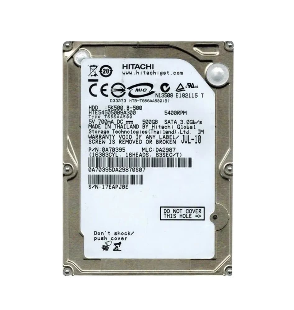 0A70395 - Hitachi 500GB 5400RPM SATA 3Gb/s 2.5-in Hard Drive