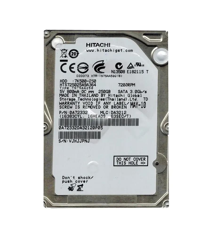 0A72332 - Hitachi 250GB 7200RPM SATA 3Gb/s 2.5-in Hard Drive