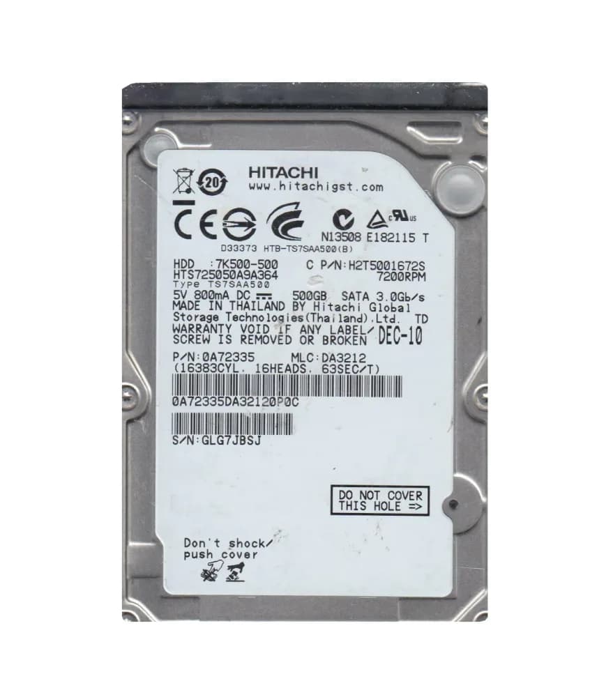 0A72335 - Hitachi 500GB 7200RPM SATA 3Gb/s 2.5-in Hard Drive