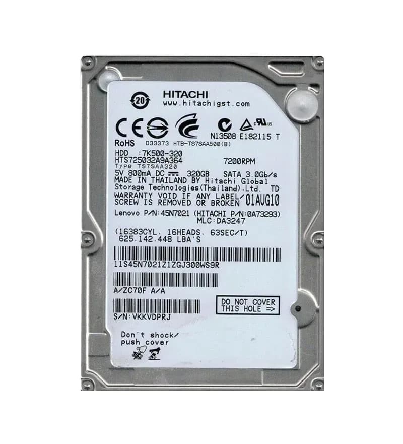 0A73293 - Hitachi 320GB 7200RPM SATA 3Gb/s 2.5-in Hard Drive