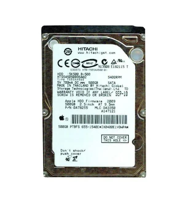 0A78255 - Hitachi 500GB 5400RPM SATA 1.5Gb/s 2.5-in Hard Drive