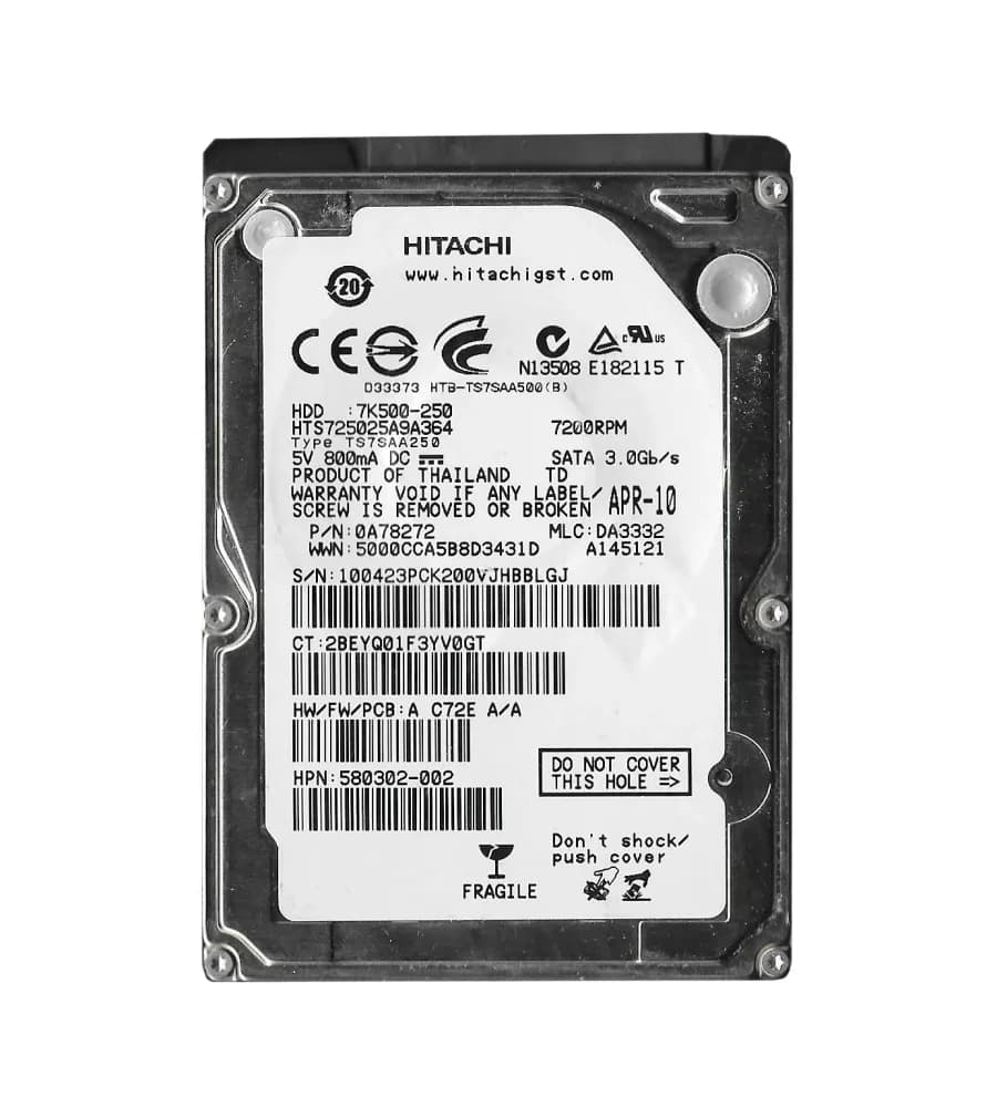 0A78272 - Hitachi 250GB 7200RPM SATA 3Gb/s 2.5-in Hard Drive