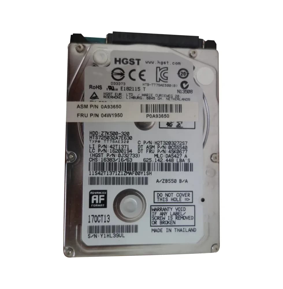 0A93650 - Lenovo 500GB 7200RPM SATA 6Gb/s 2.5-in Hard Drive