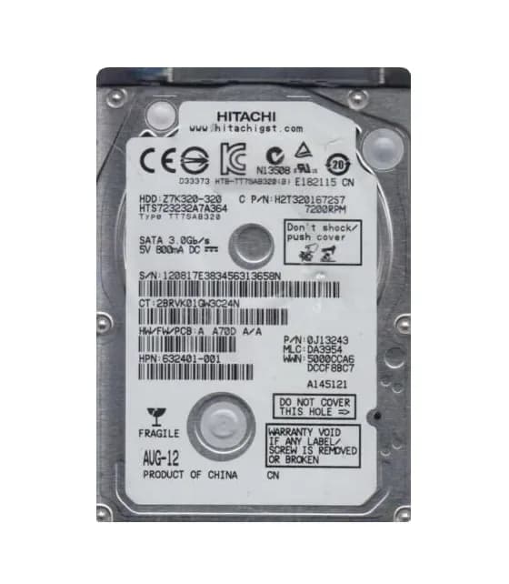 0J13243 - HGST 320GB 7200RPM SATA 3Gb/s 2.5-in Hard Drive