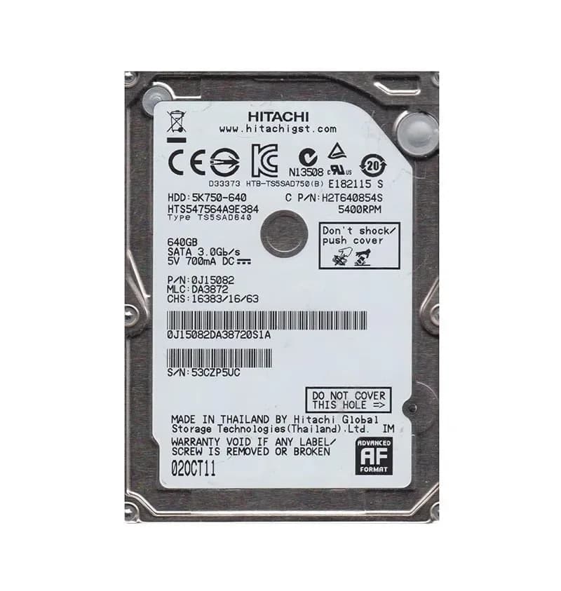 0J15082 - Hitachi 640GB 5400RPM SATA 3Gb/s 2.5-in Hard Drive