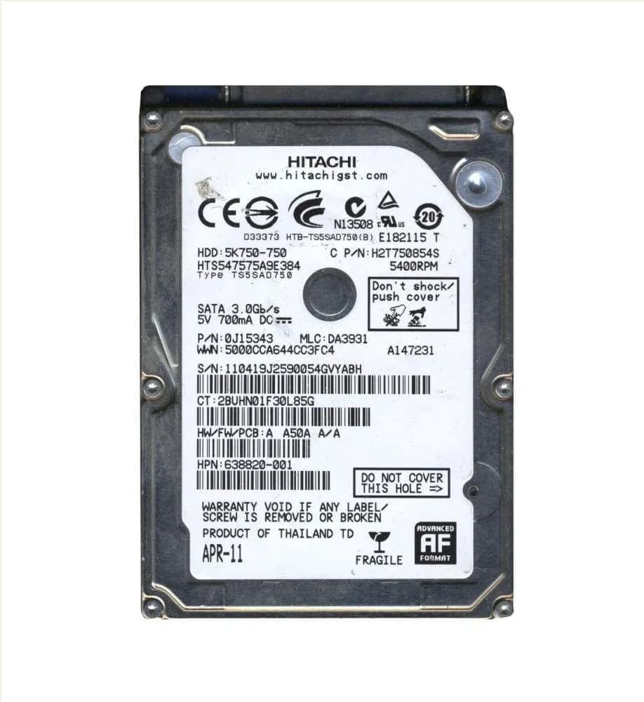0J15343 - Hitachi 750GB 5400RPM SATA 3Gb/s 2.5-in Hard Drive