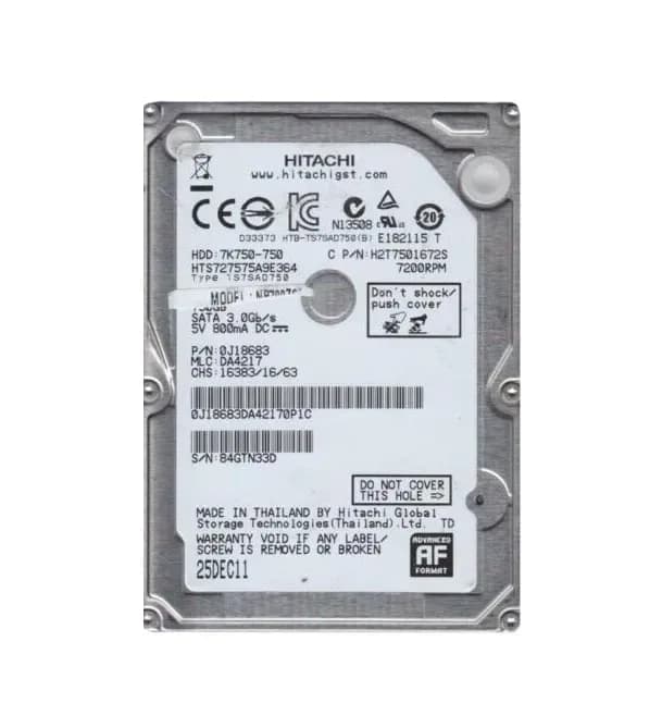 0J18683 - HGST Travelstar 7K750 750GB 7.2K SATA 3Gb/s (512e) 2.5" HDD