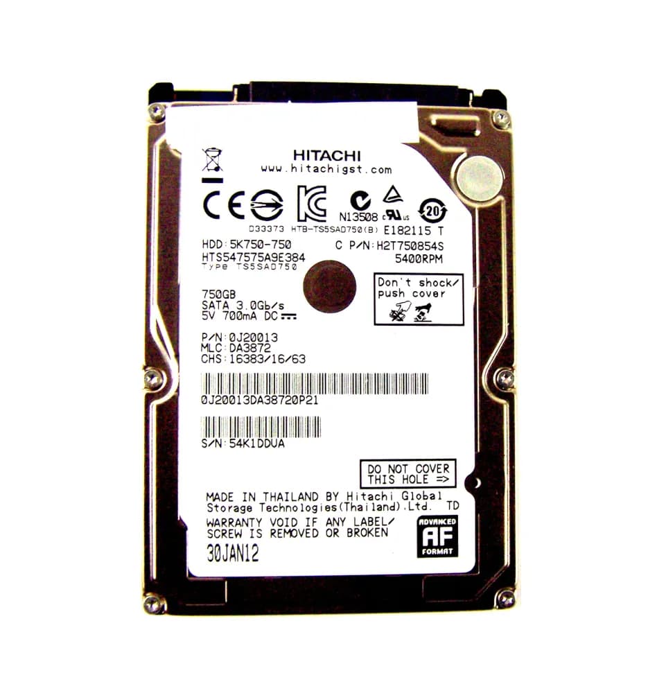 0J20013 - Hitachi 750GB 5400RPM SATA 3Gb/s 2.5-in Hard Drive
