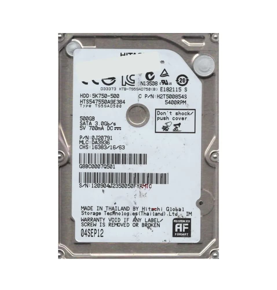 0J20791 - Hitachi 500GB 5400RPM SATA 3Gb/s 2.5-in Hard Drive