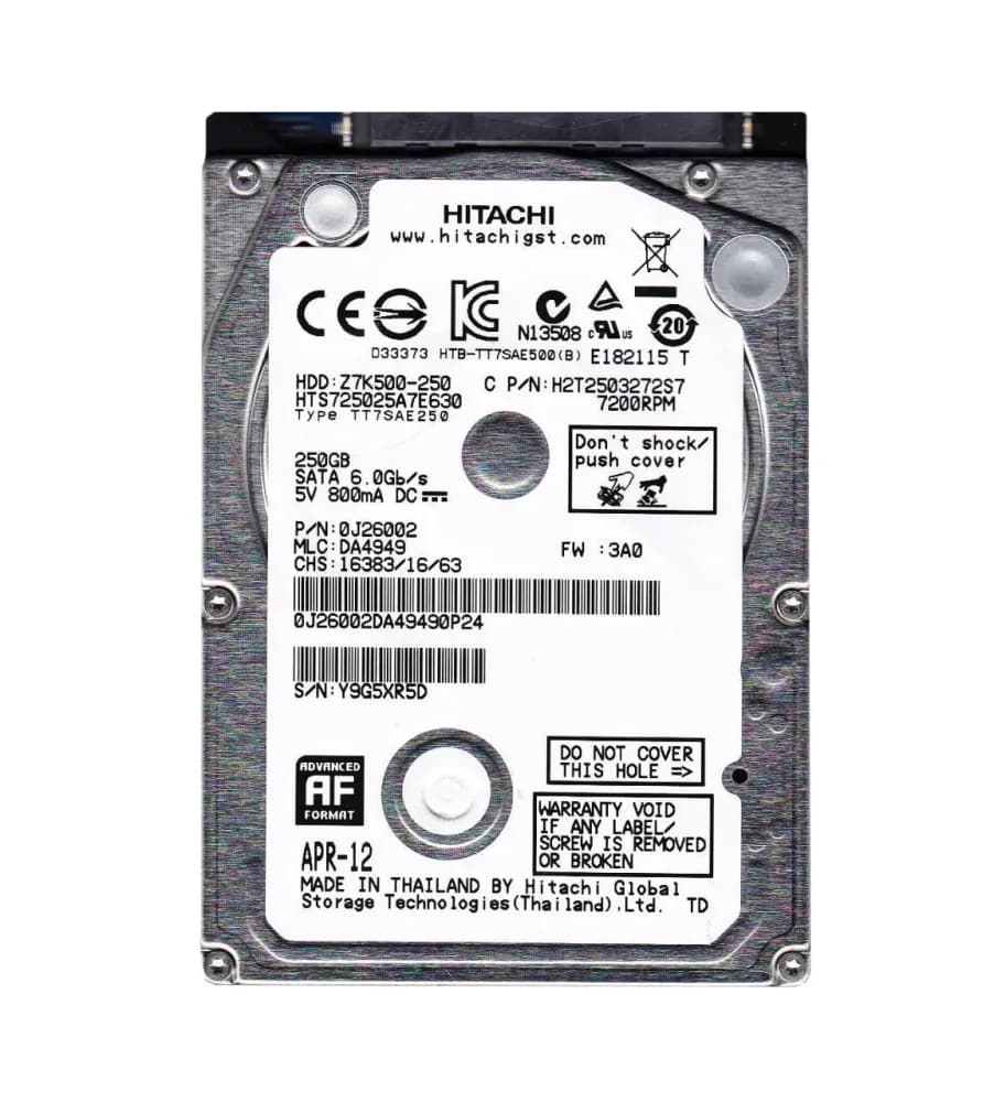 0J26002 - HGST 250GB 7.2K SATA 6Gb/s 32MB Cache 512e 2.5" Hard Drive