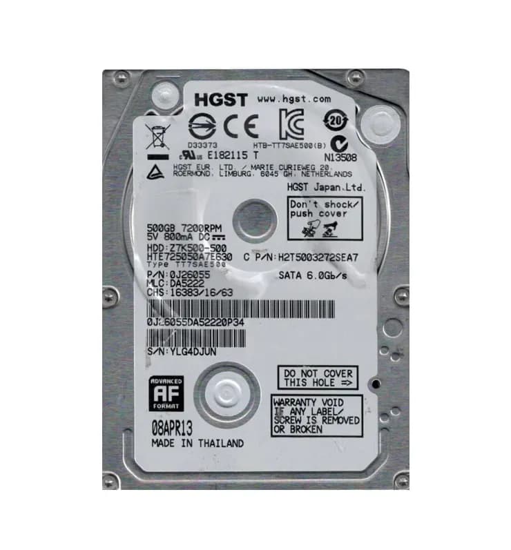 0J26055 - HGST 500GB 7200RPM SATA 6Gb/s 2.5-in Hard Drive
