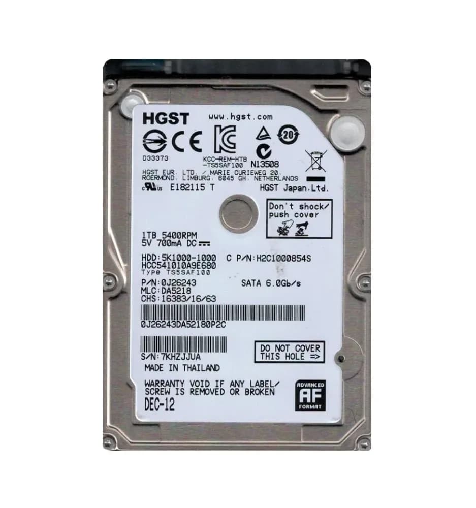 0J26243 - HGST 1TB 5400RPM SATA 6Gb/s 2.5-in Hard Drive