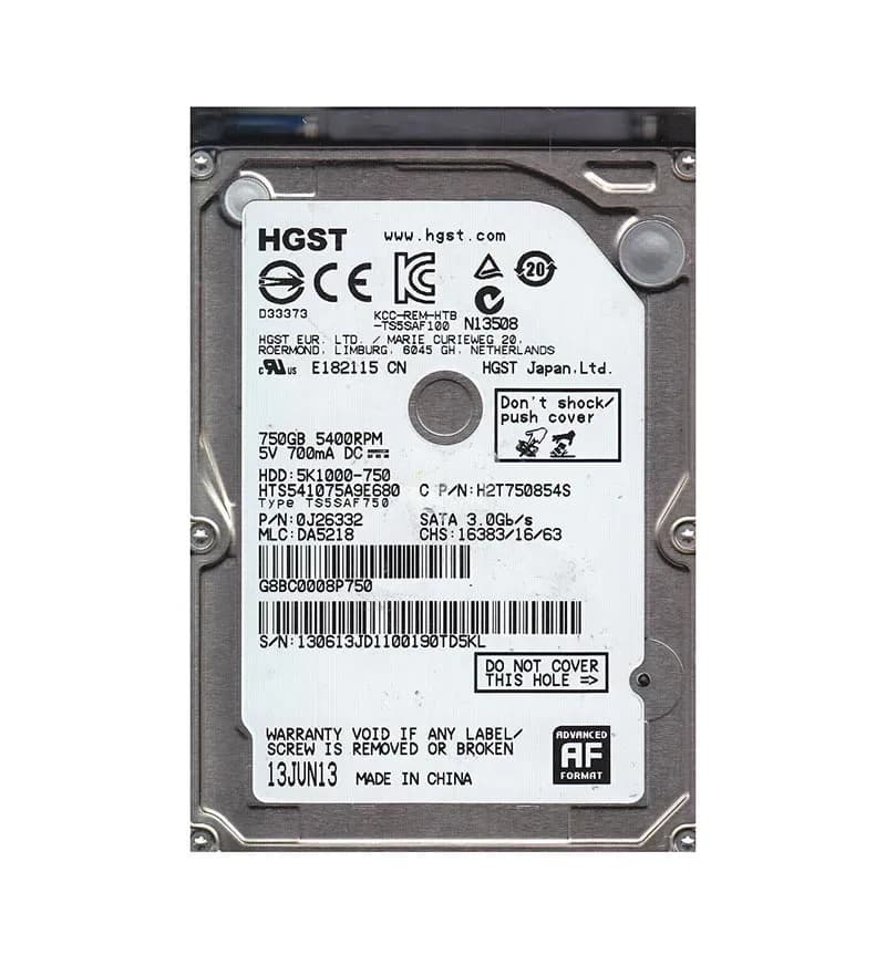 0J26332 - HGST 750GB 5400RPM SATA 6Gb/s 2.5-in Hard Drive