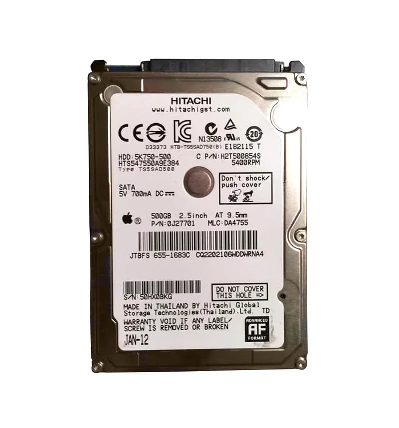 0J27701 - Hitachi 500GB 5400RPM SATA 3Gb/s 2.5-in Hard Drive